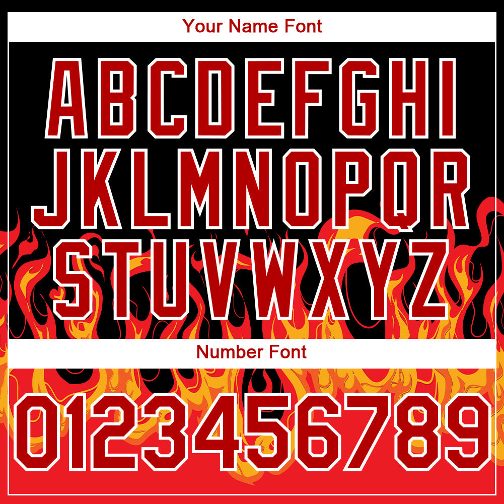 Custom Black Red-White 3D Pattern Design Flame Authentic Baseball Jersey - Sky-Custom