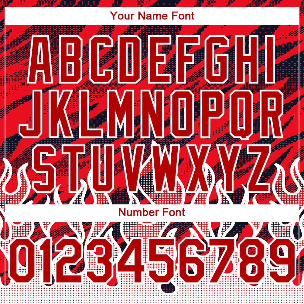 Custom Red Black-White 3D Pattern Design Flame Authentic Baseball Jersey - Sky-Custom