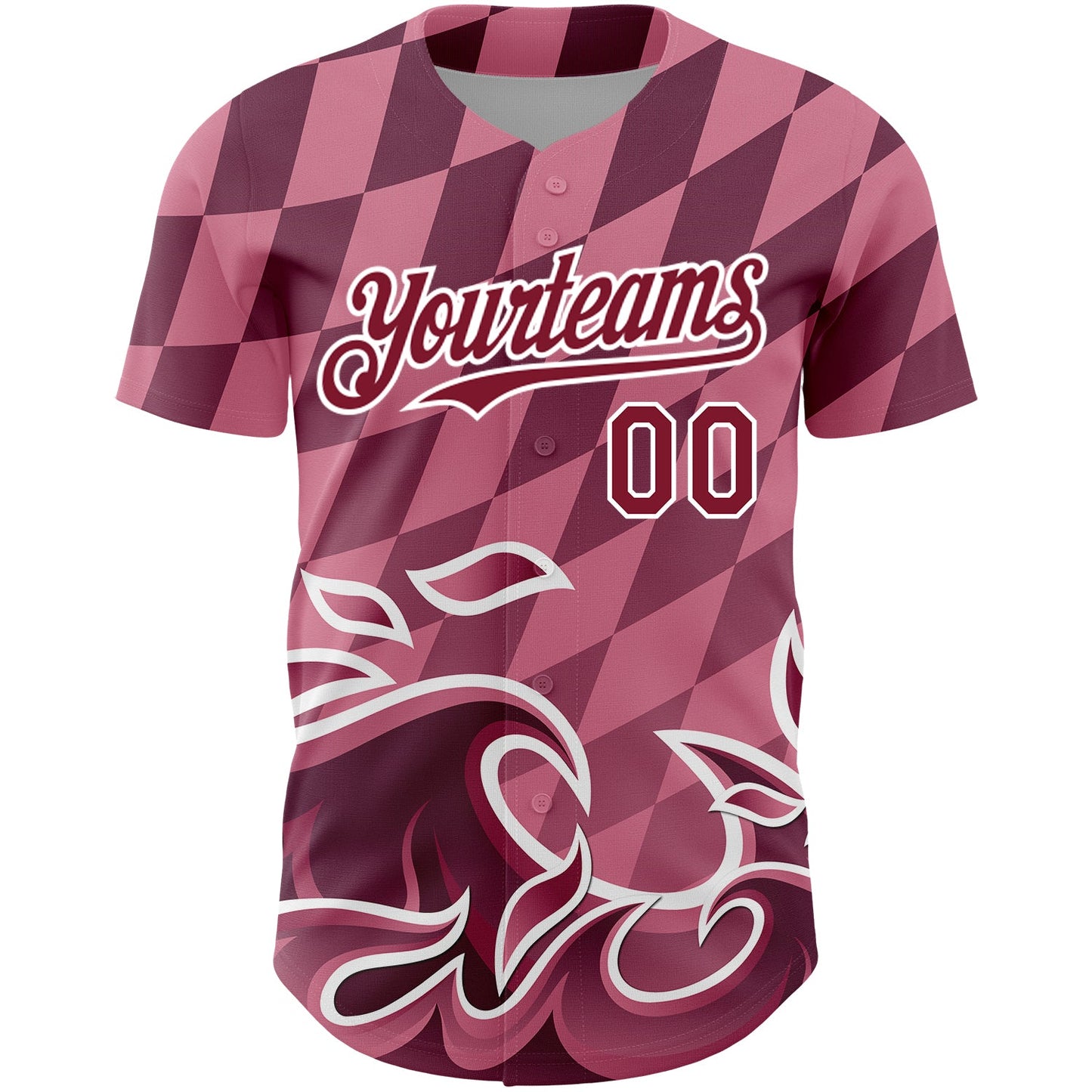 Custom Light Pink Crimson-White 3D Pattern Design Flame Authentic Baseball Jersey - Sky-Custom