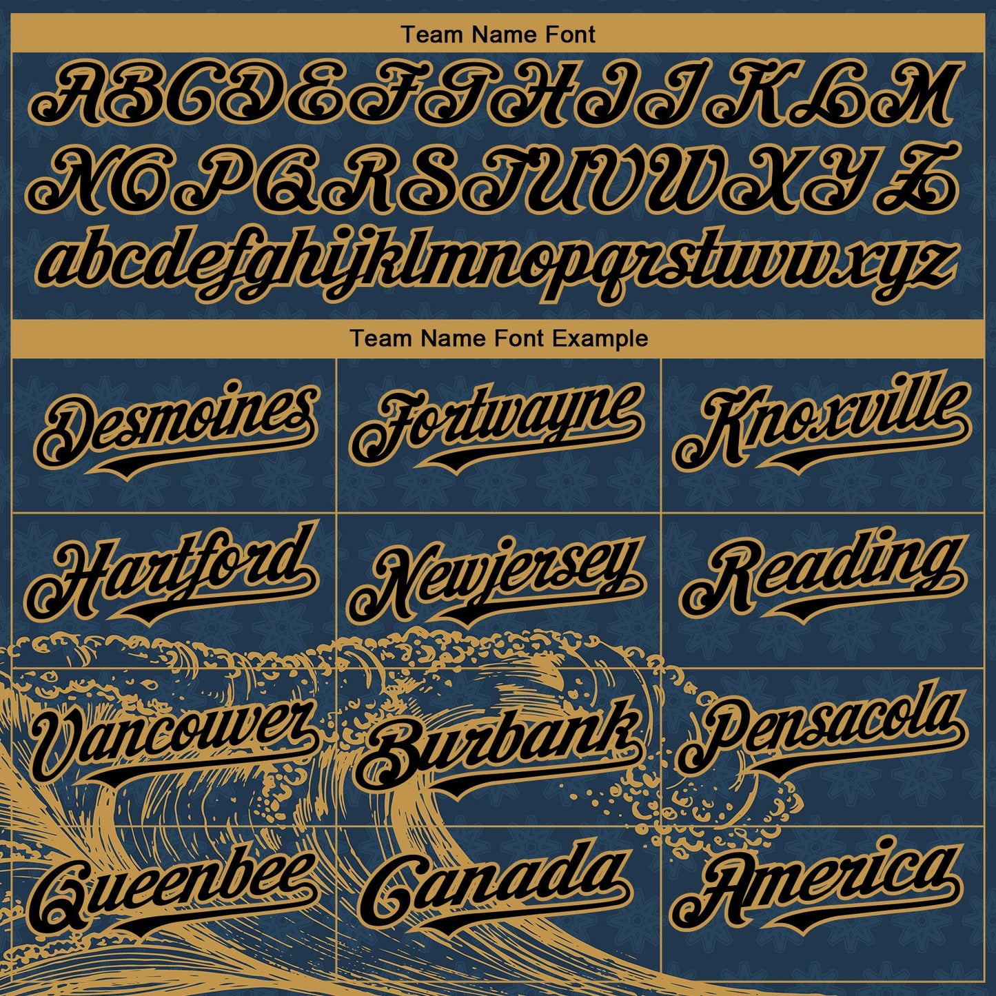 Custom US Navy Blue Black-Old Gold 3D Pattern Design Wave Authentic Baseball Jersey - Sky-Custom