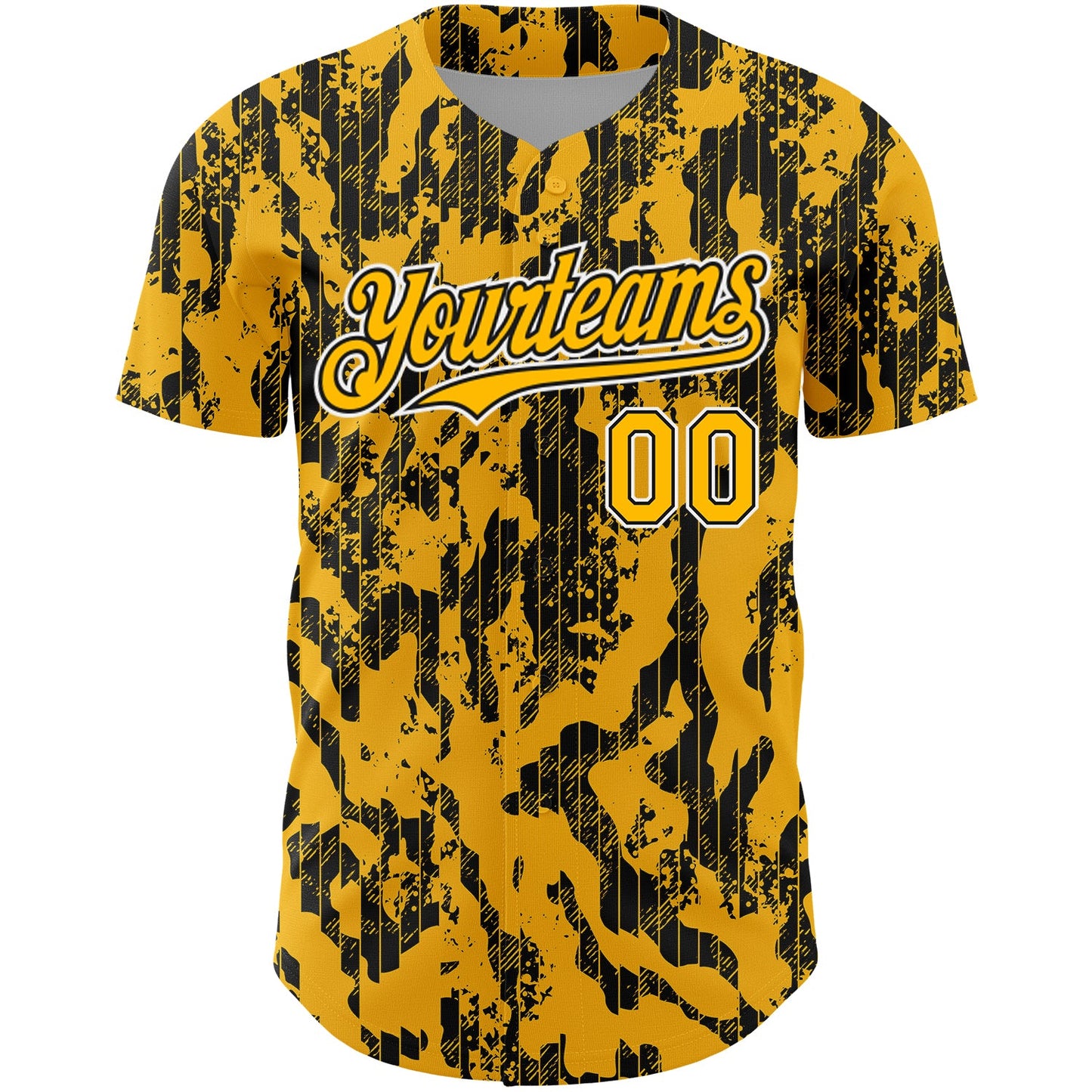 Custom Gold Black-White 3D Pattern Design Abstract Fluid Authentic Baseball Jersey - Sky-Custom