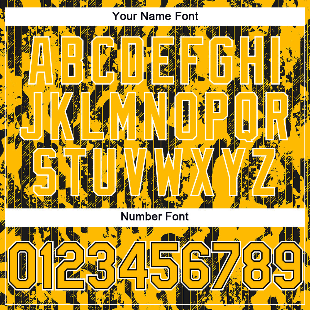 Custom Gold Black-White 3D Pattern Design Abstract Fluid Authentic Baseball Jersey - Sky-Custom