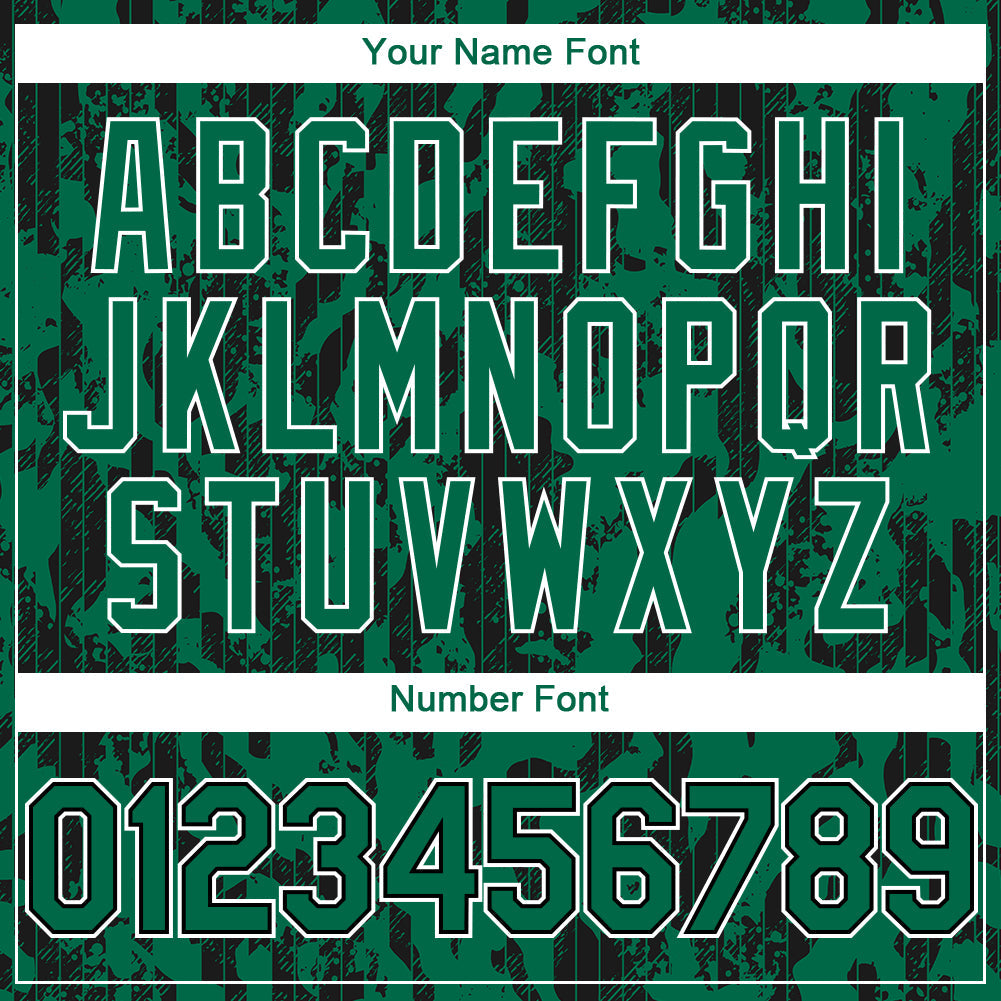 Custom Kelly Green Black-White 3D Pattern Design Abstract Fluid Authentic Baseball Jersey - Sky-Custom