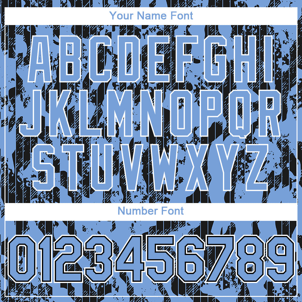 Custom Light Blue Black-White 3D Pattern Design Abstract Fluid Authentic Baseball Jersey - Sky-Custom