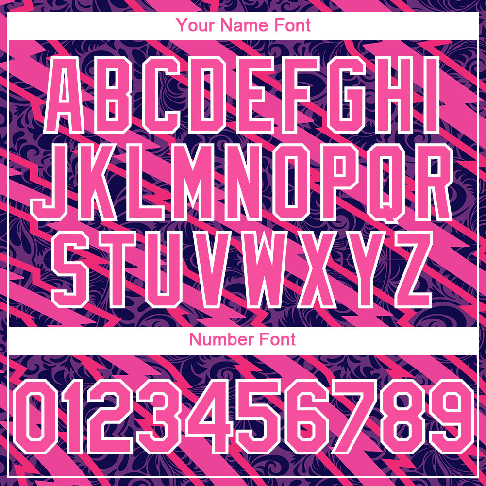 Custom Purple Pink-White 3D Pattern Design Zigzag Authentic Baseball Jersey - Sky-Custom