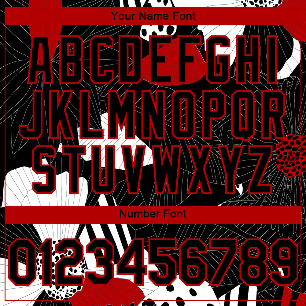 Custom Black Red-White 3D Pattern Design Flower Authentic Baseball Jersey - Sky-Custom