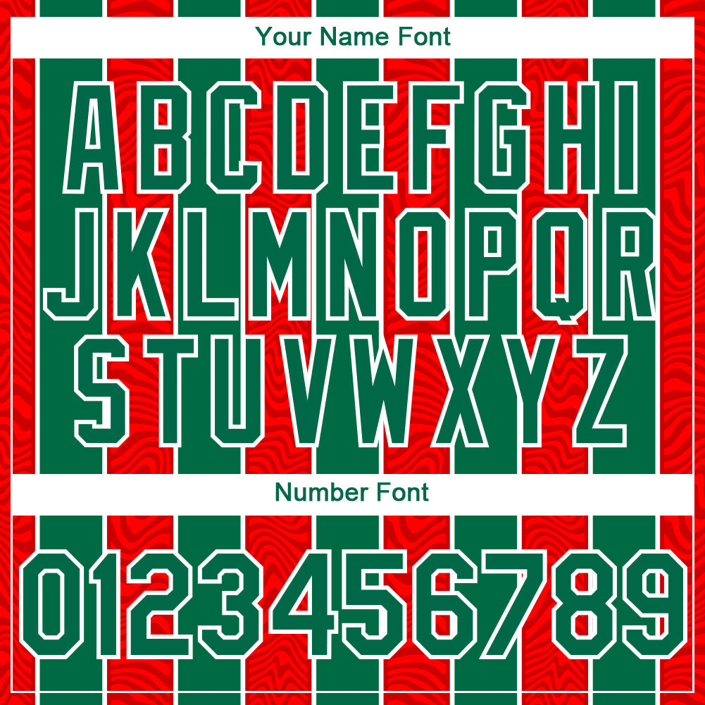 Custom Red Kelly Green-White 3D Pattern Design Stripe Authentic Baseball Jersey - Sky-Custom