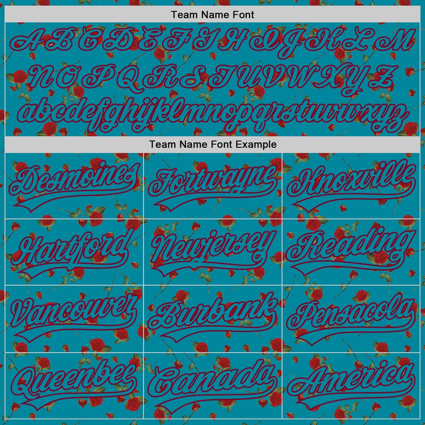 Custom Teal Maroon 3D Pattern Design Gothic Style Rose Authentic Baseball Jersey - Sky-Custom