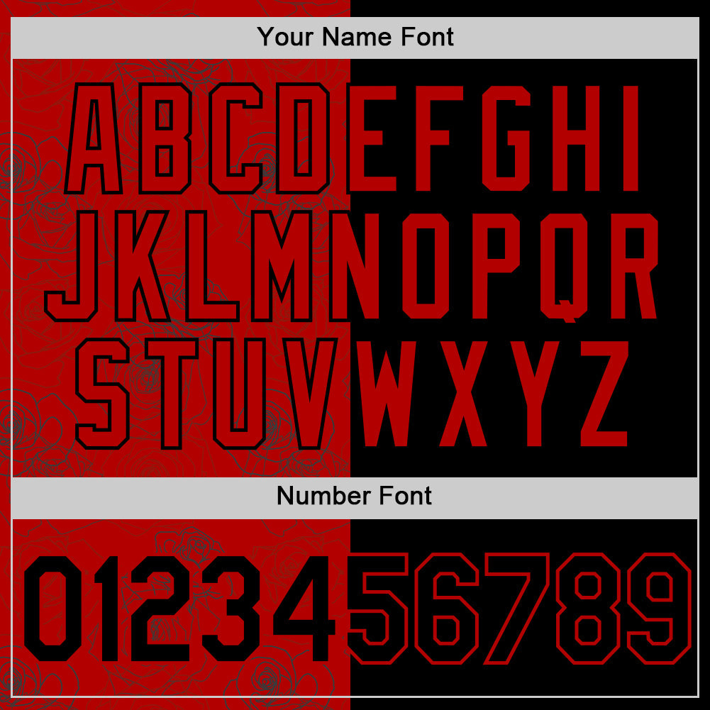 Custom Red Black 3D Pattern Design Gothic Style Rose Authentic Baseball Jersey - Sky-Custom