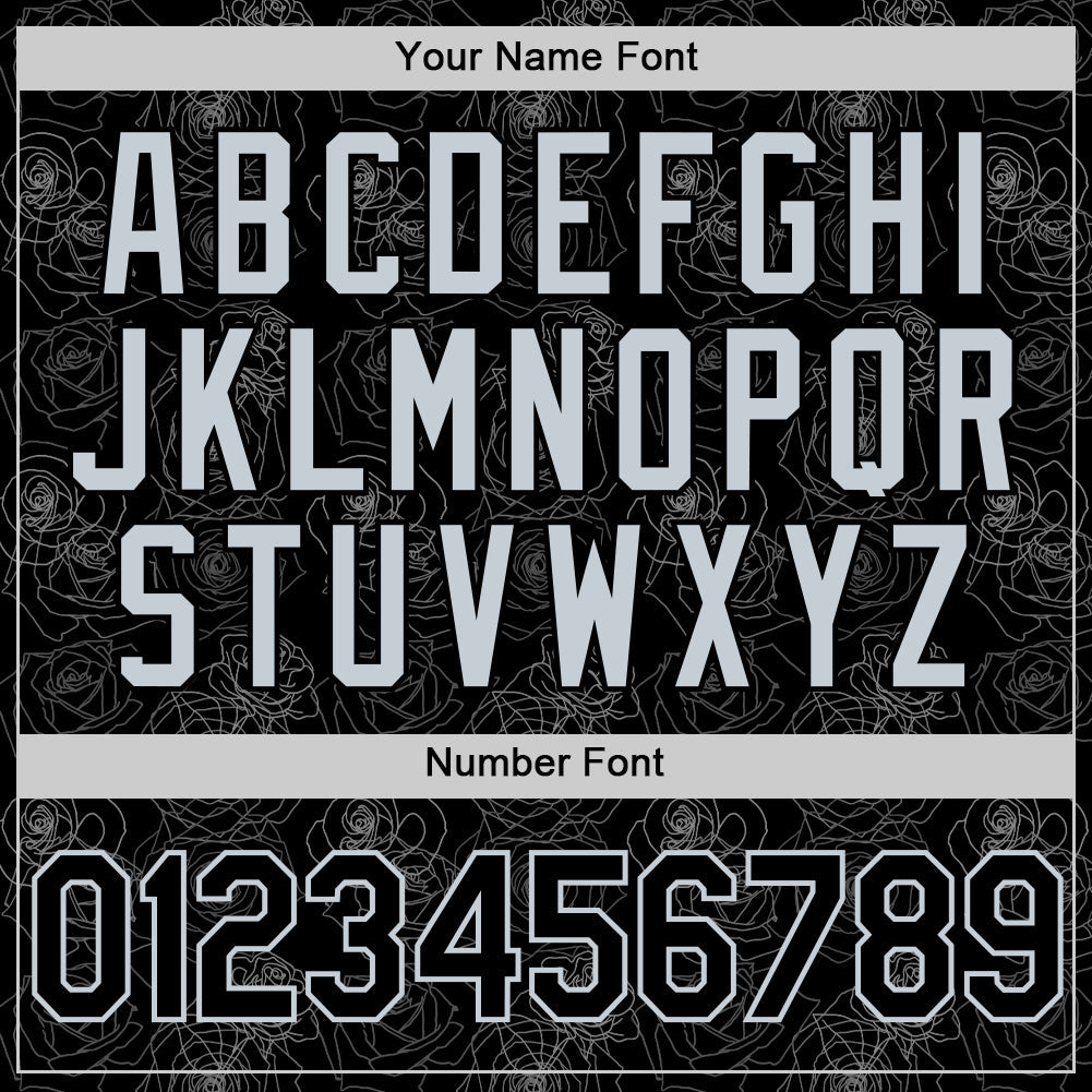 Custom Black Silver 3D Pattern Design Gothic Style Rose Authentic Baseball Jersey - Sky-Custom