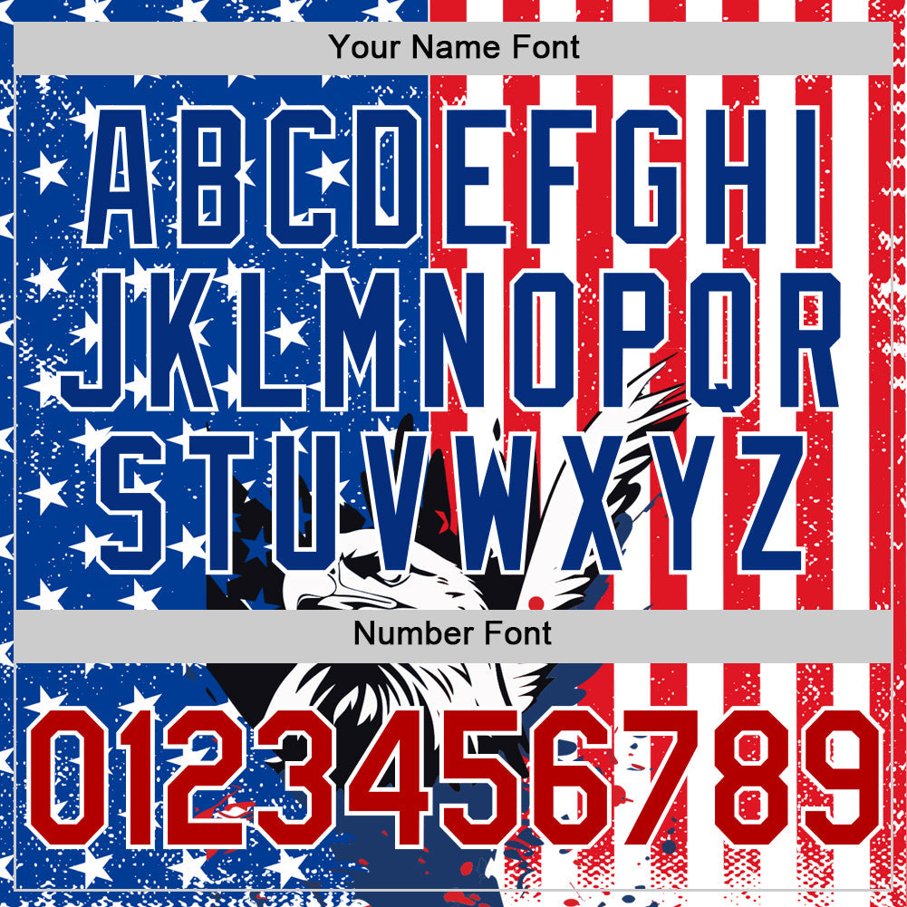 Custom White Red-Royal 3D American Flag Eagle And Star Authentic Baseball Jersey - Sky-Custom