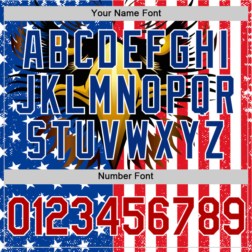 Custom White Red-Royal 3D American Flag Eagle And Star Authentic Baseball Jersey - Sky-Custom