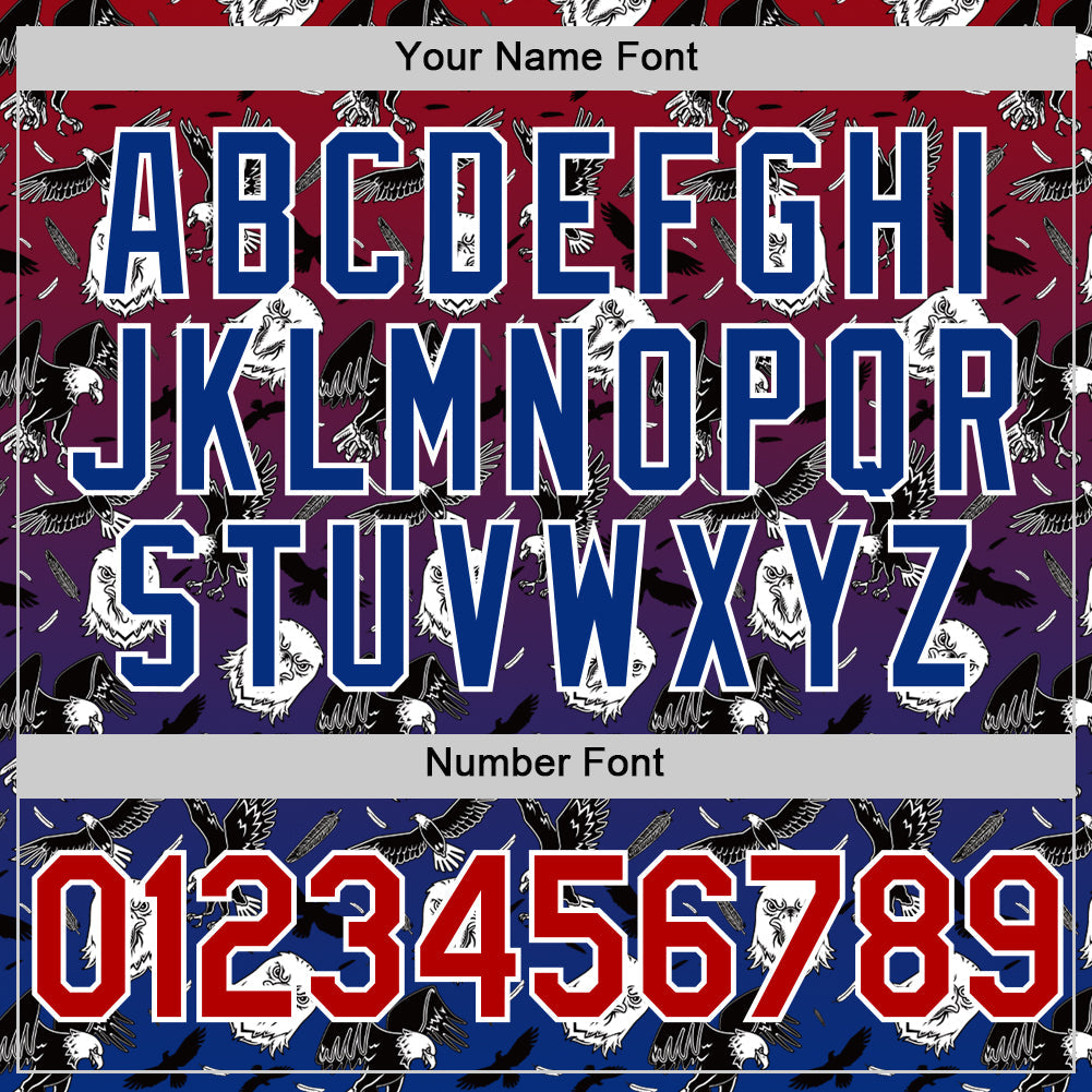 Custom Red Royal-White 3D Pattern Design American Eagle Authentic Baseball Jersey - Sky-Custom