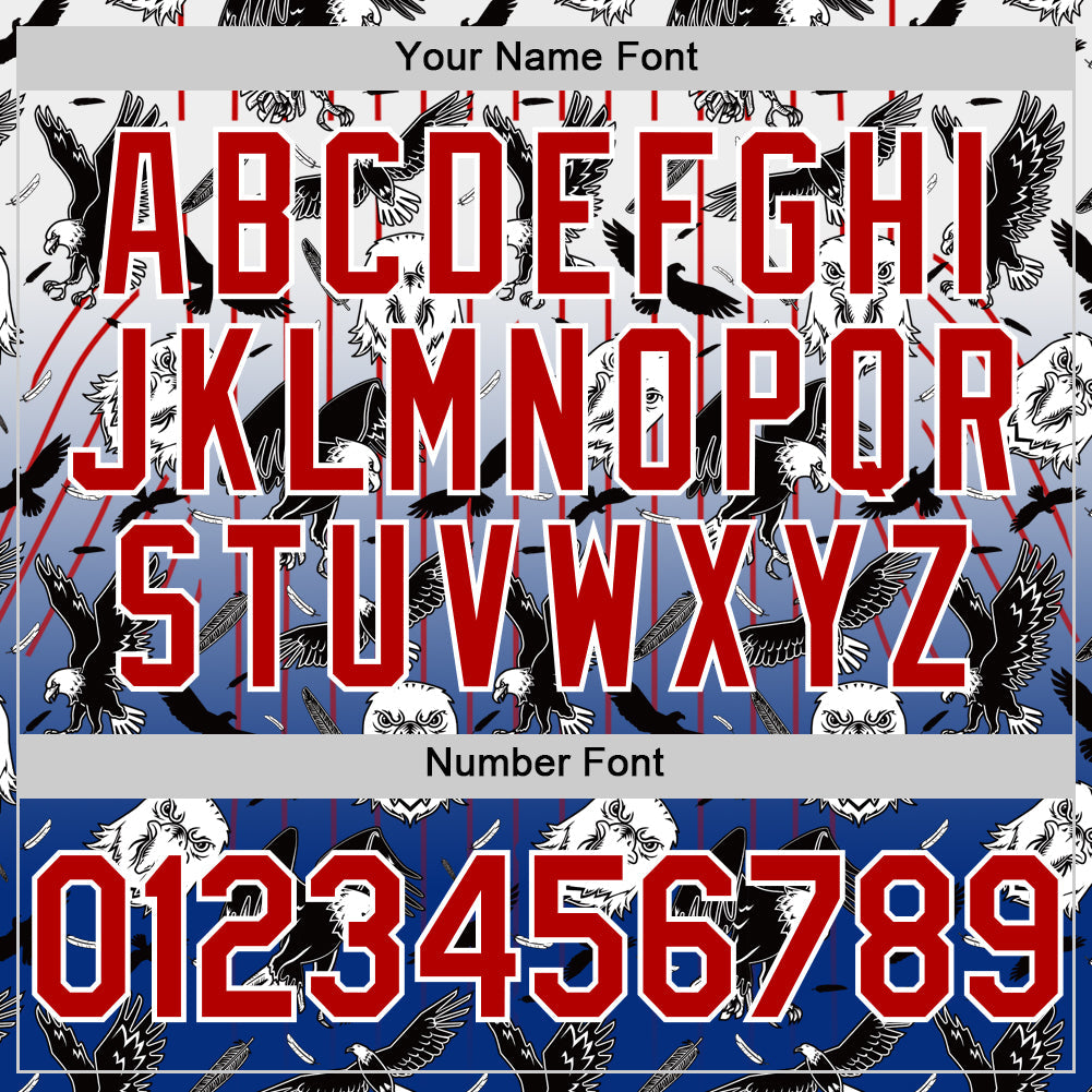 Custom White Red-Royal 3D Pattern Design American Eagle Authentic Baseball Jersey - Sky-Custom