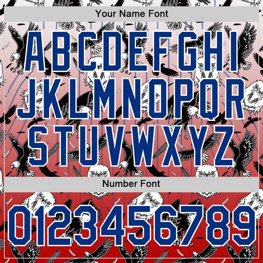 Custom Red Royal-White 3D Pattern Design American Eagle Authentic Baseball Jersey - Sky-Custom