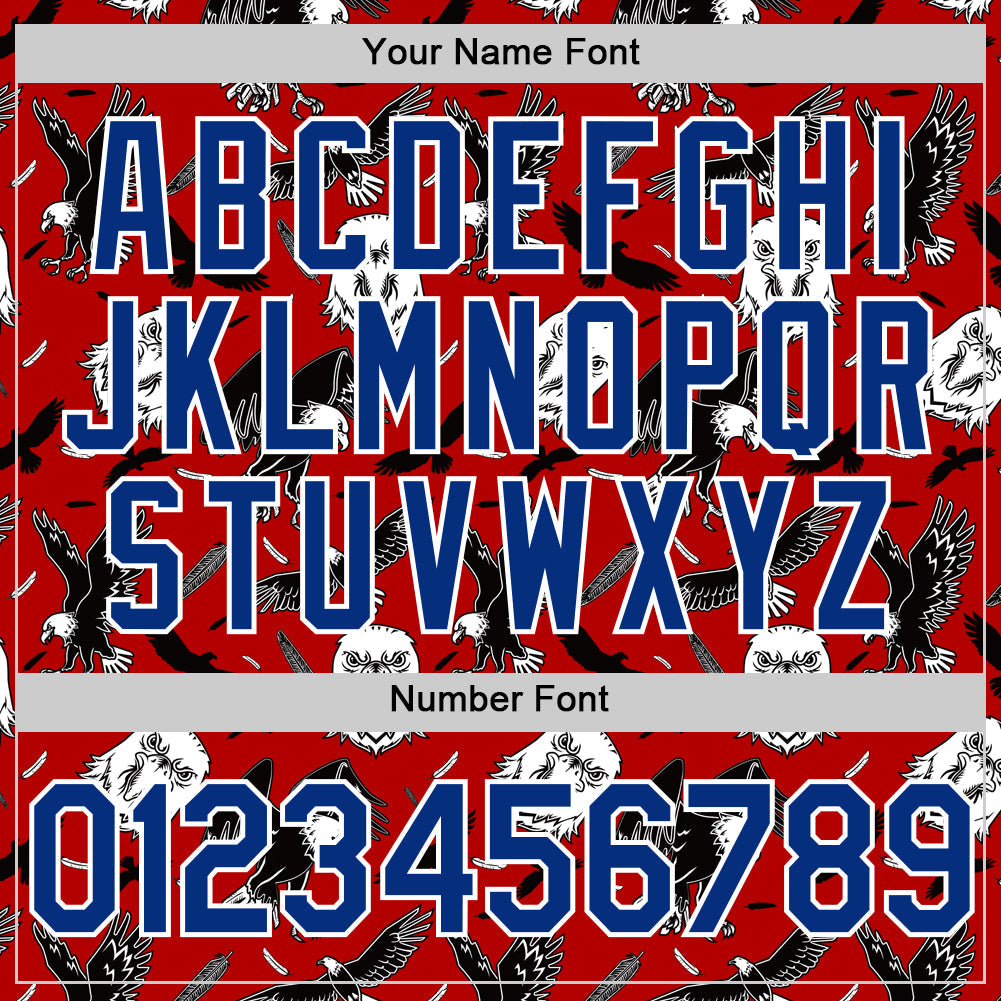 Custom Red Royal-White 3D Pattern Design American Eagle Authentic Baseball Jersey - Sky-Custom