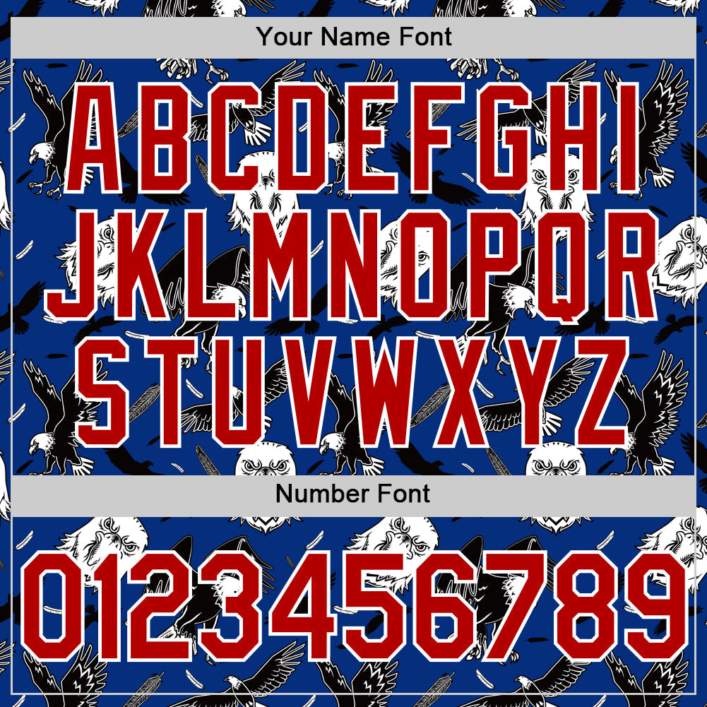 Custom Royal Red-White 3D Pattern Design American Eagle Authentic Baseball Jersey - Sky-Custom