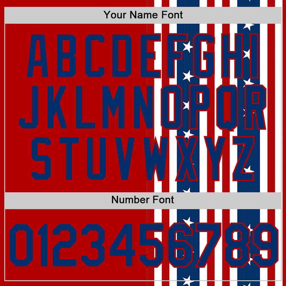 Custom Red US Navy Blue 3D American Flag And Star Authentic Baseball Jersey - Sky-Custom