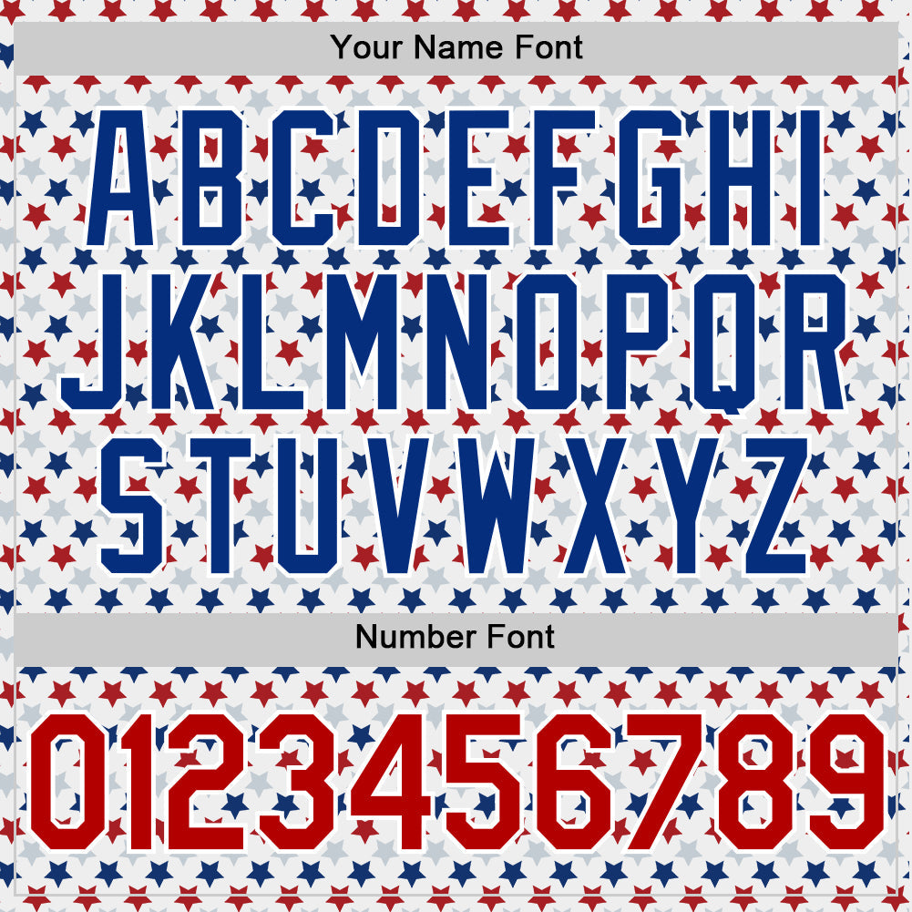 Custom White Red-Royal 3D Pattern Design Star Authentic Baseball Jersey - Sky-Custom