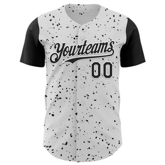 Custom White Black 3D Pattern Design Rave Dark Art Authentic Baseball Jersey - Sky-Custom