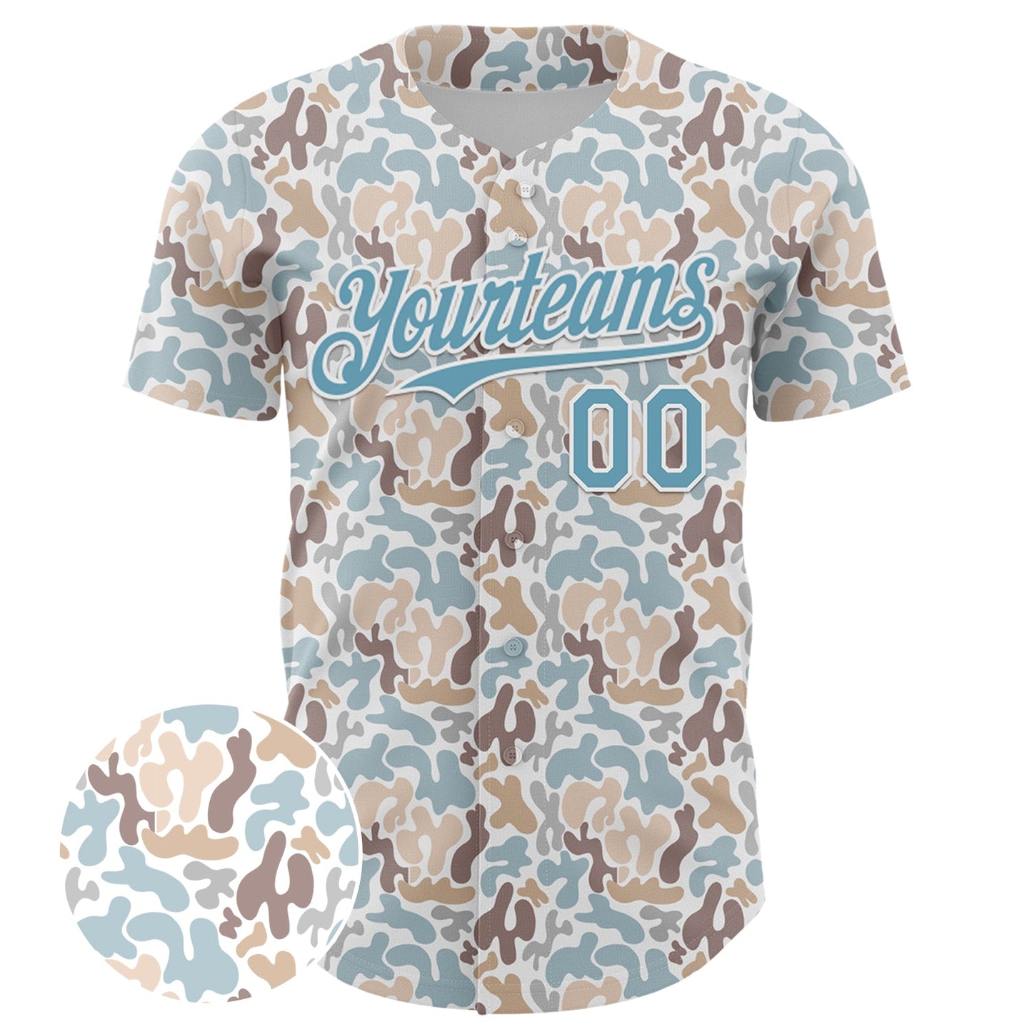 Custom White Shadow Blue 3D Pattern Design Abstract Spots Authentic Baseball Jersey - Sky-Custom