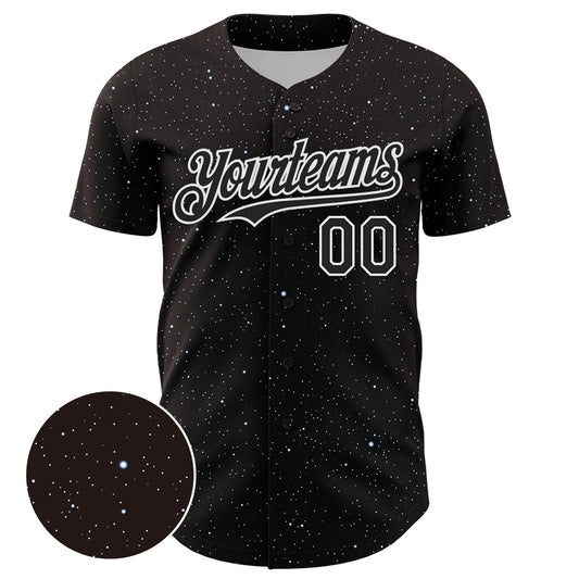 Custom Black White 3D Pattern Design Starry Sky Authentic Baseball Jersey - Sky-Custom