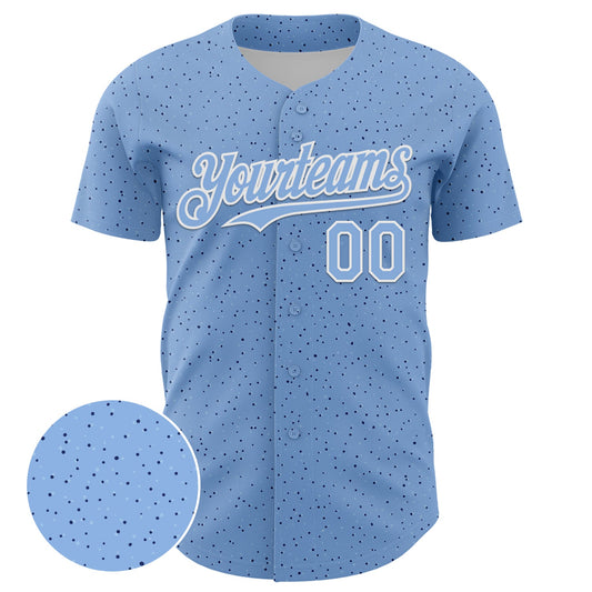 Custom Light Blue White 3D Pattern Design Dots Authentic Baseball Jersey - Sky-Custom