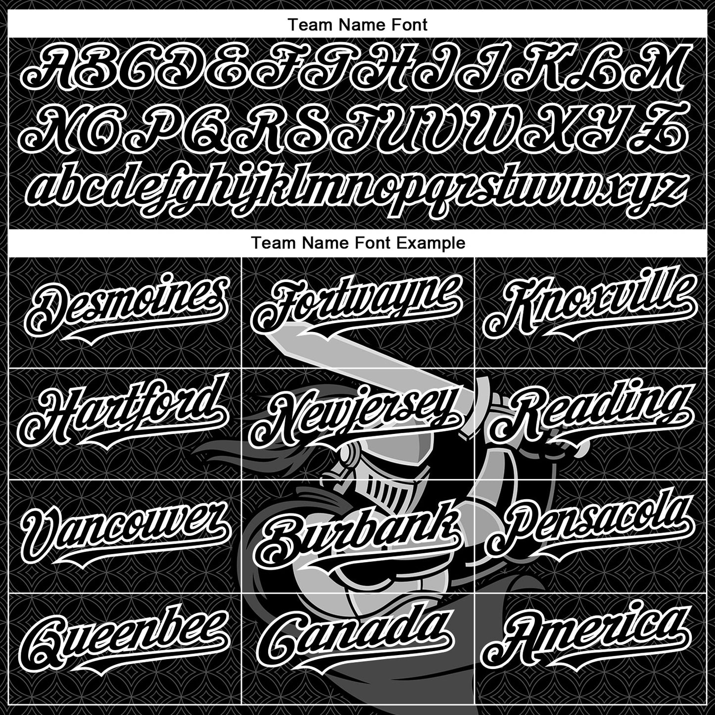 Custom Black White 3D Pattern Design Knight Hero Art Authentic Baseball Jersey - Sky-Custom