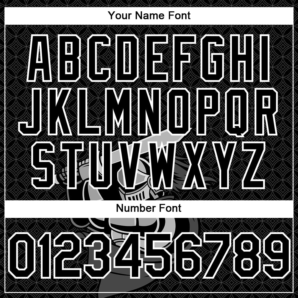 Custom Black White 3D Pattern Design Knight Hero Art Authentic Baseball Jersey - Sky-Custom