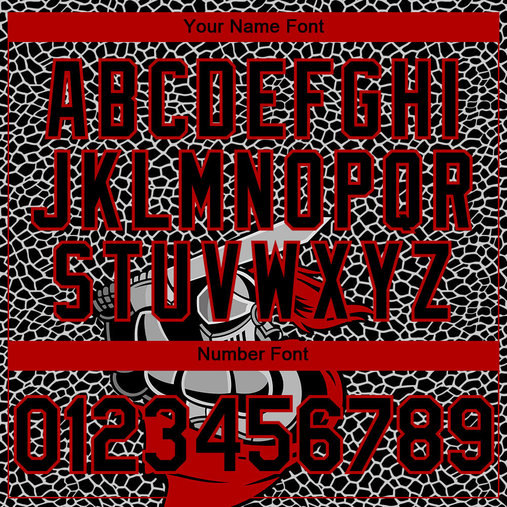 Custom Black Red-White 3D Pattern Design Knight Hero Art Authentic Baseball Jersey - Sky-Custom