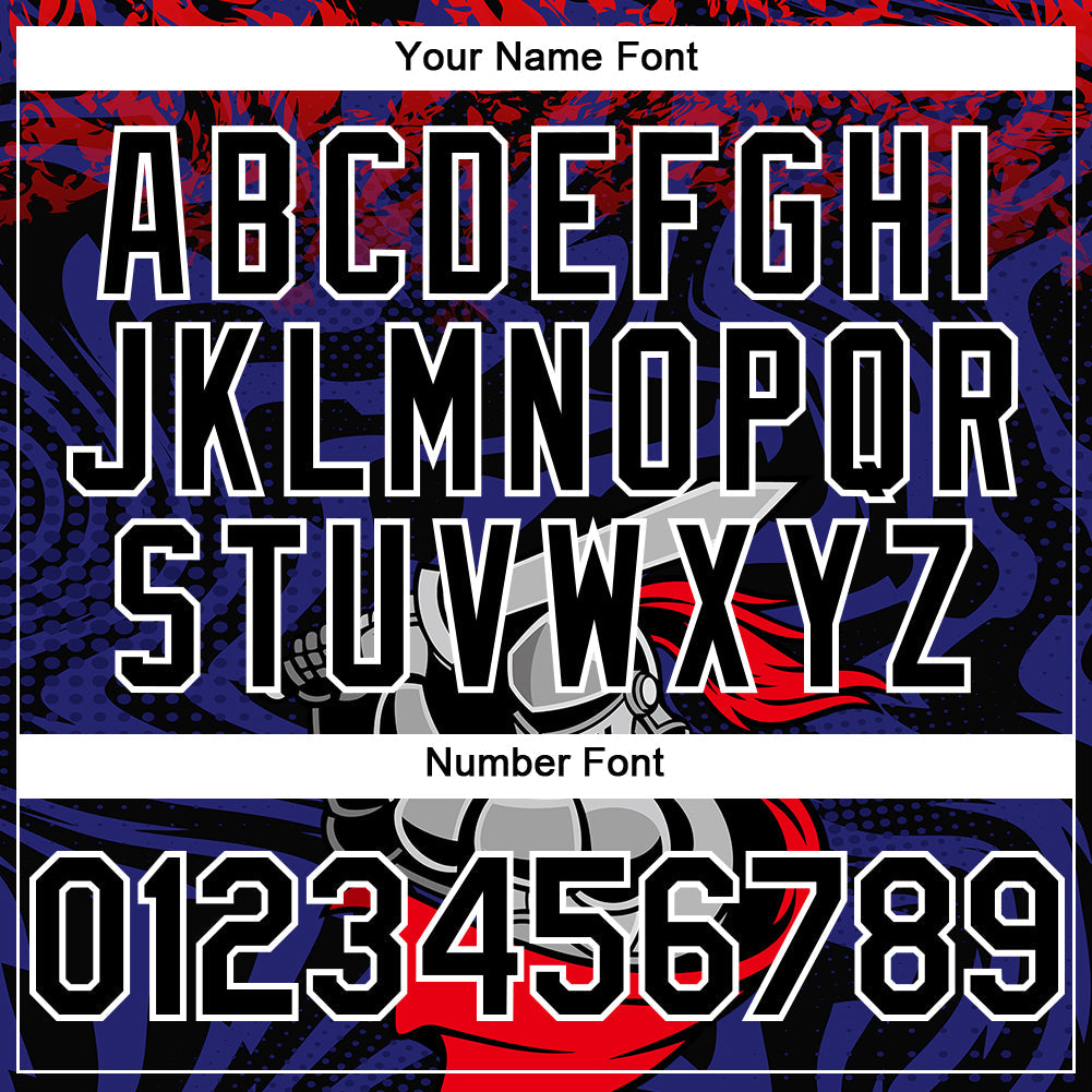 Custom Red Black-Thunder Blue 3D Pattern Design Knight Hero Art Authentic Baseball Jersey - Sky-Custom