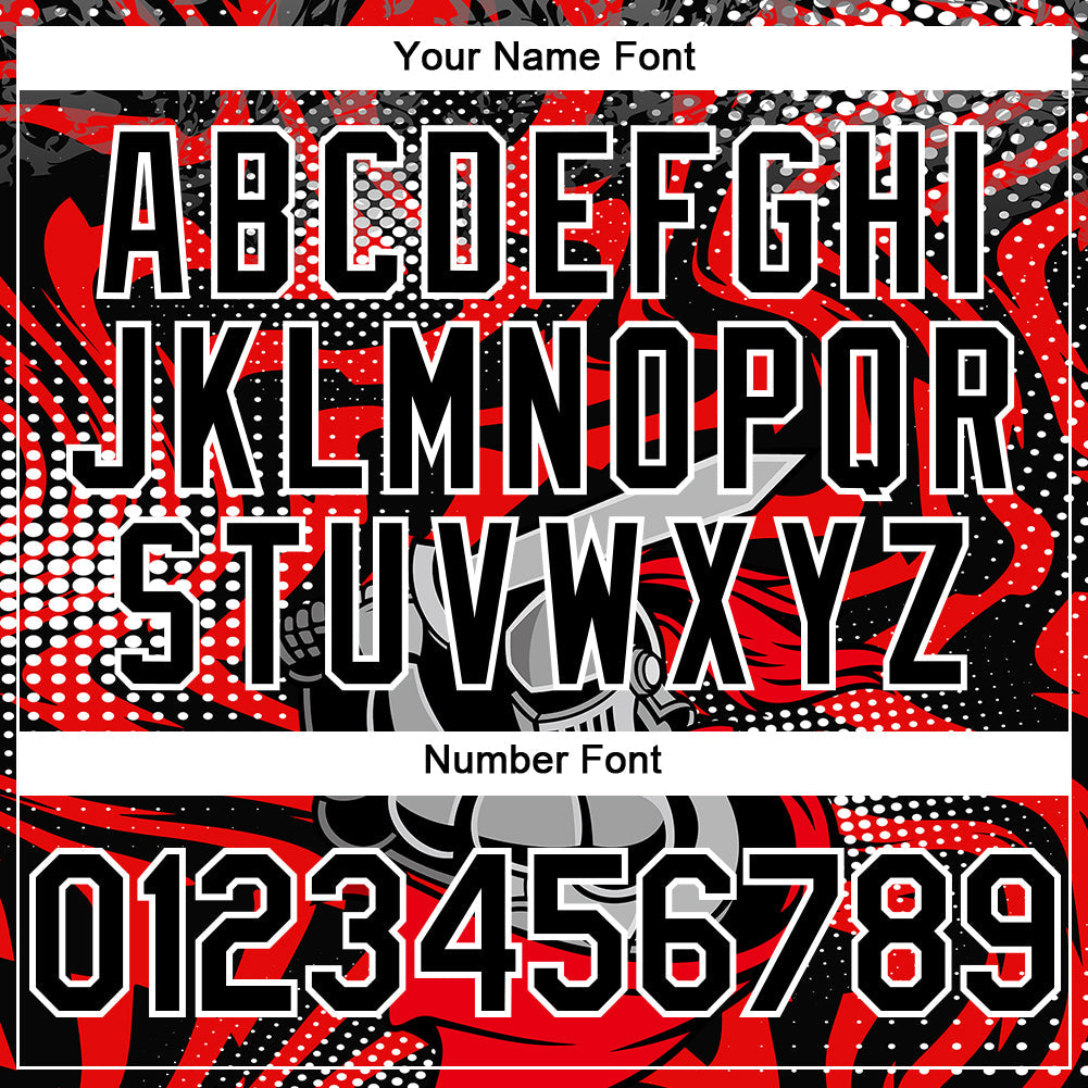 Custom Red Black-White 3D Pattern Design Knight Hero Art Authentic Baseball Jersey - Sky-Custom