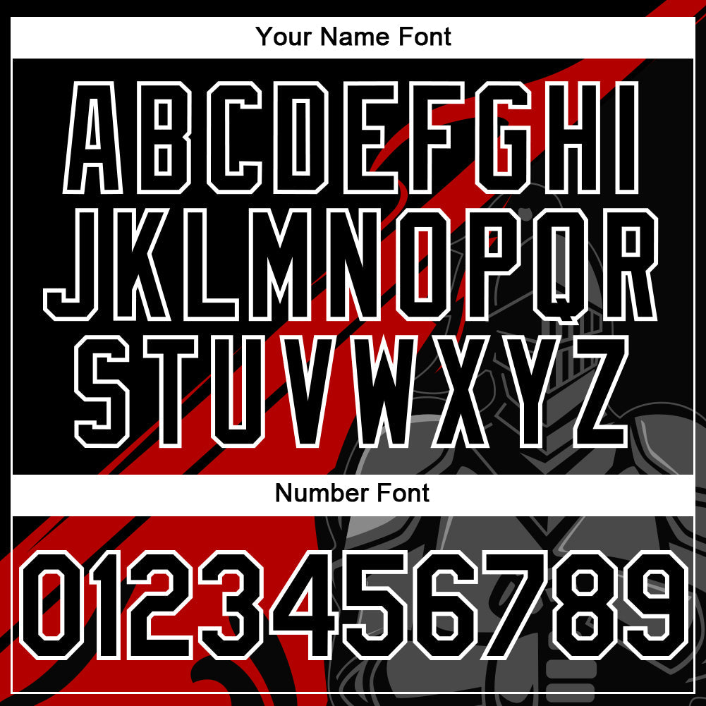 Custom Black Red-Gray 3D Pattern Design Knight Hero Art Authentic Baseball Jersey - Sky-Custom