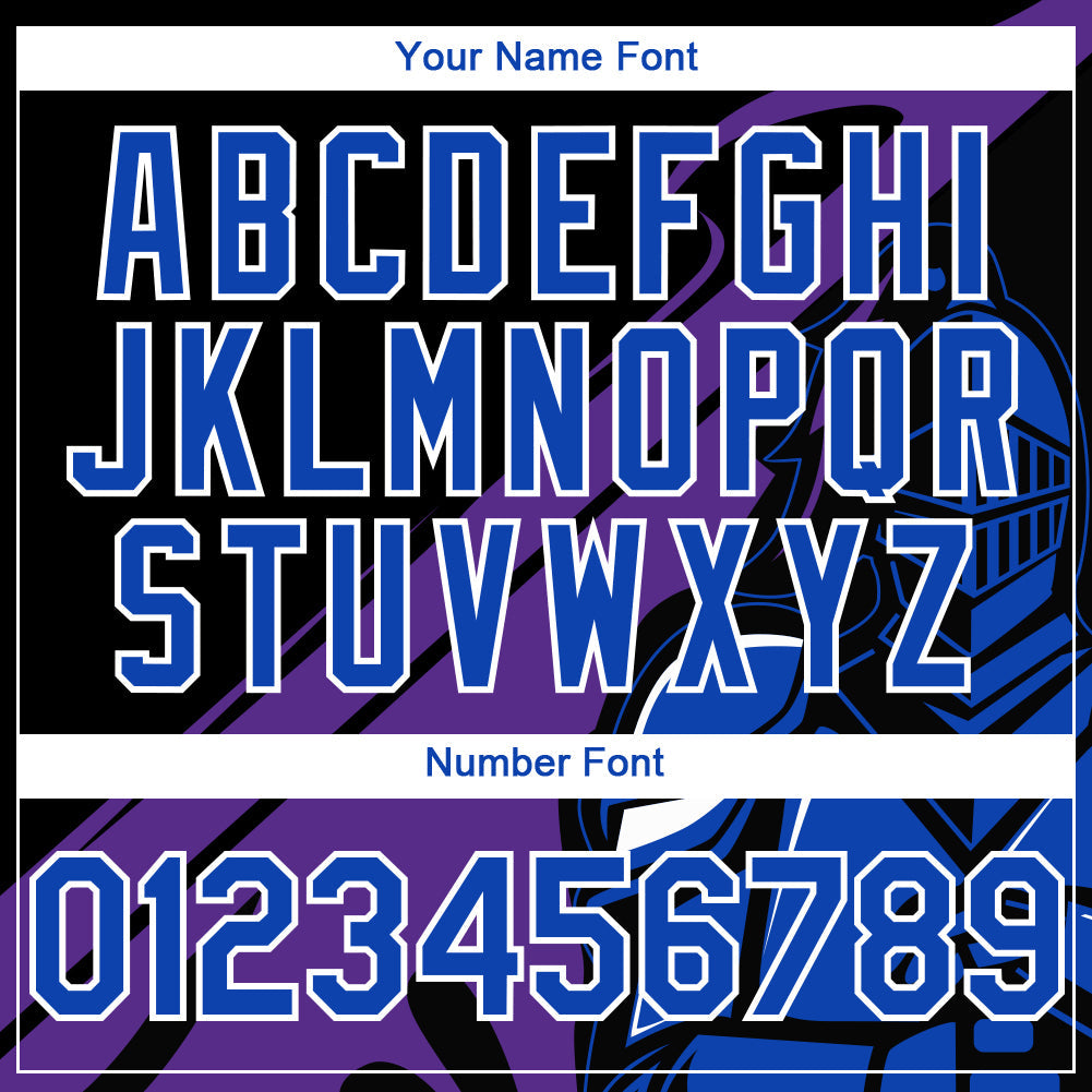 Custom Black Thunder Blue-Purple 3D Pattern Design Knight Hero Art Authentic Baseball Jersey - Sky-Custom