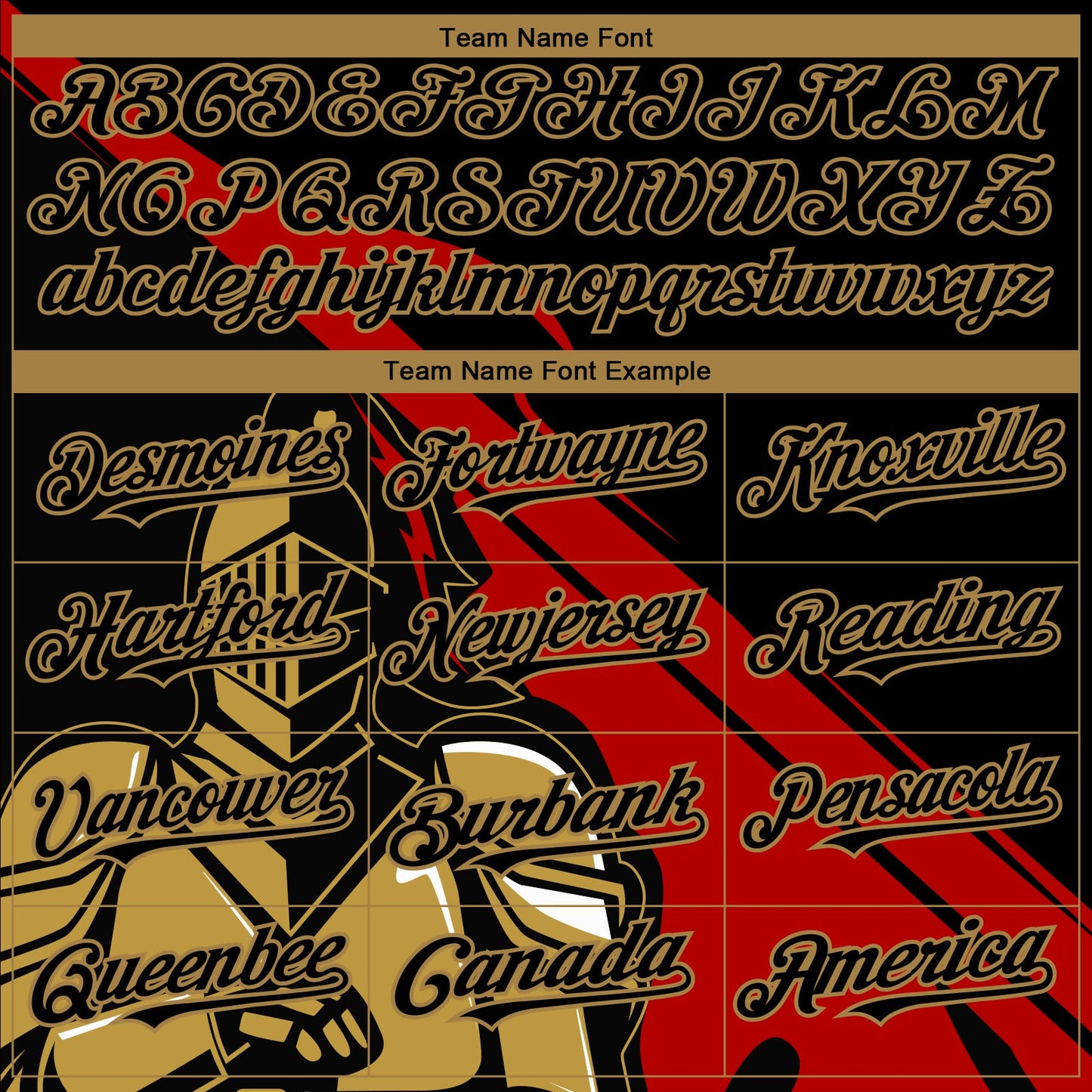 Custom Black Red-Old Gold 3D Pattern Design Knight Hero Art Authentic Baseball Jersey - Sky-Custom