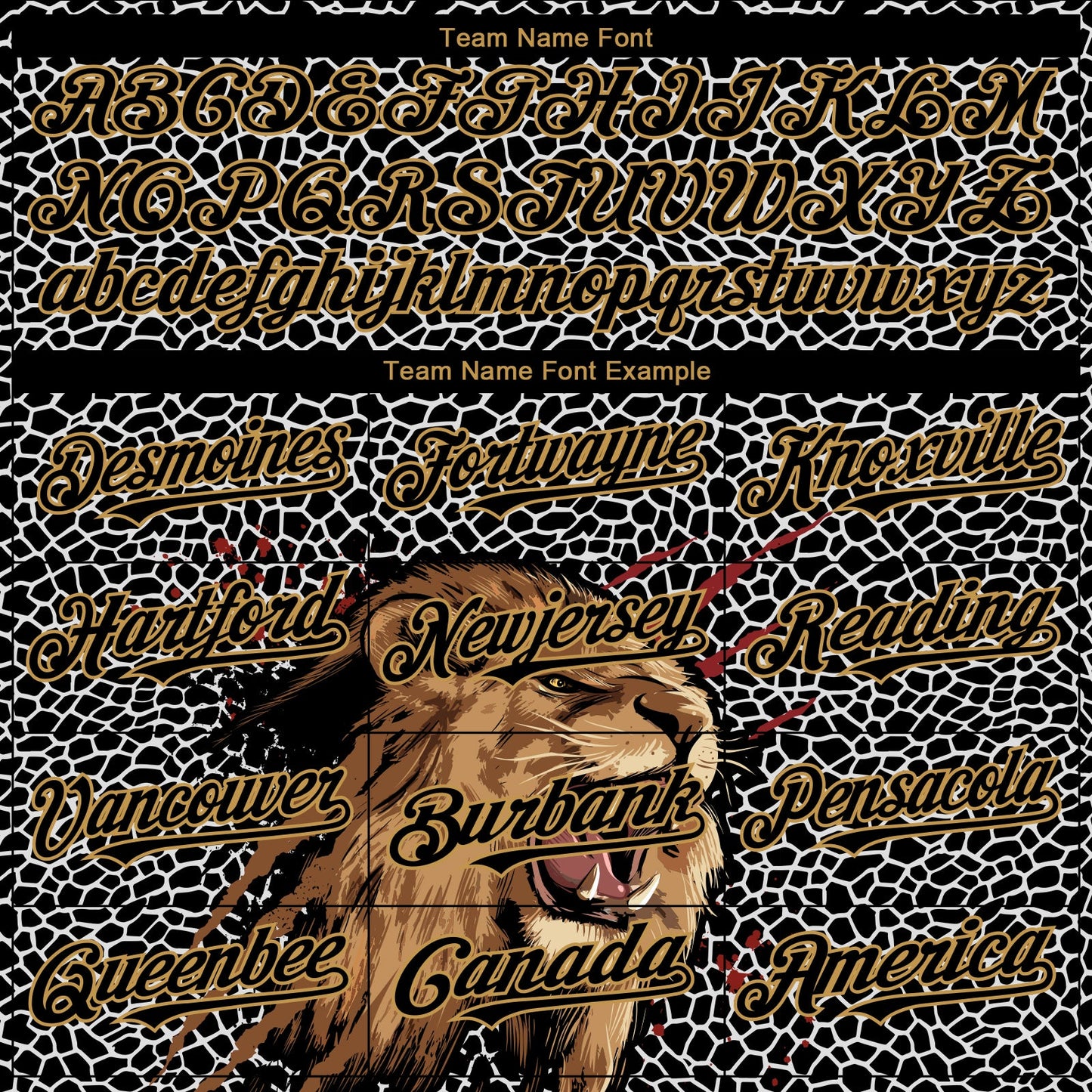 Custom Black Old Gold 3D Pattern Design Animal Lion Authentic Baseball Jersey - Sky-Custom