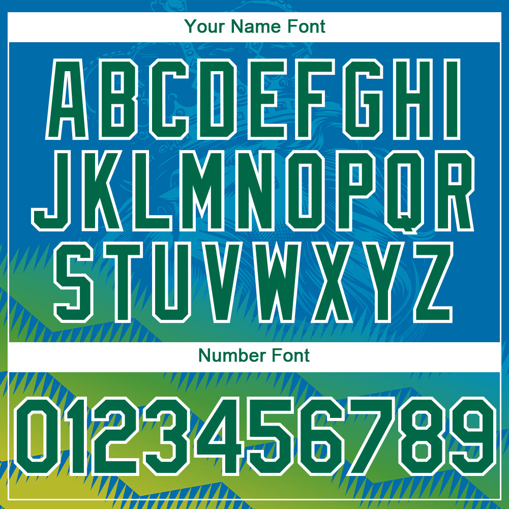 Custom Panther Blue Kelly Green-White 3D Pattern Design Animal Lion Authentic Baseball Jersey - Sky-Custom