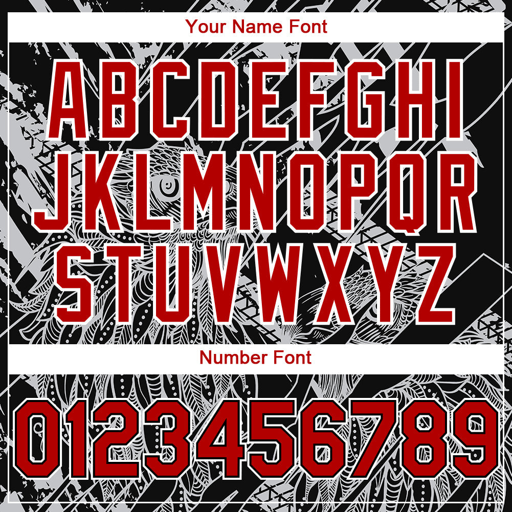 Custom Black Red-White 3D Pattern Design Animal Eagle Authentic Baseball Jersey - Sky-Custom