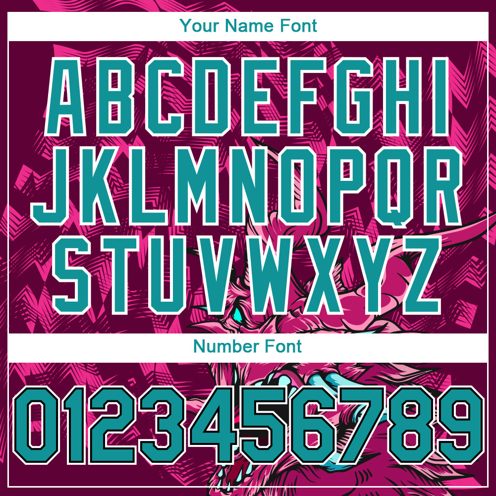 Custom Crimson Teal-Black 3D Pattern Design Animal Dragon Authentic Baseball Jersey - Sky-Custom