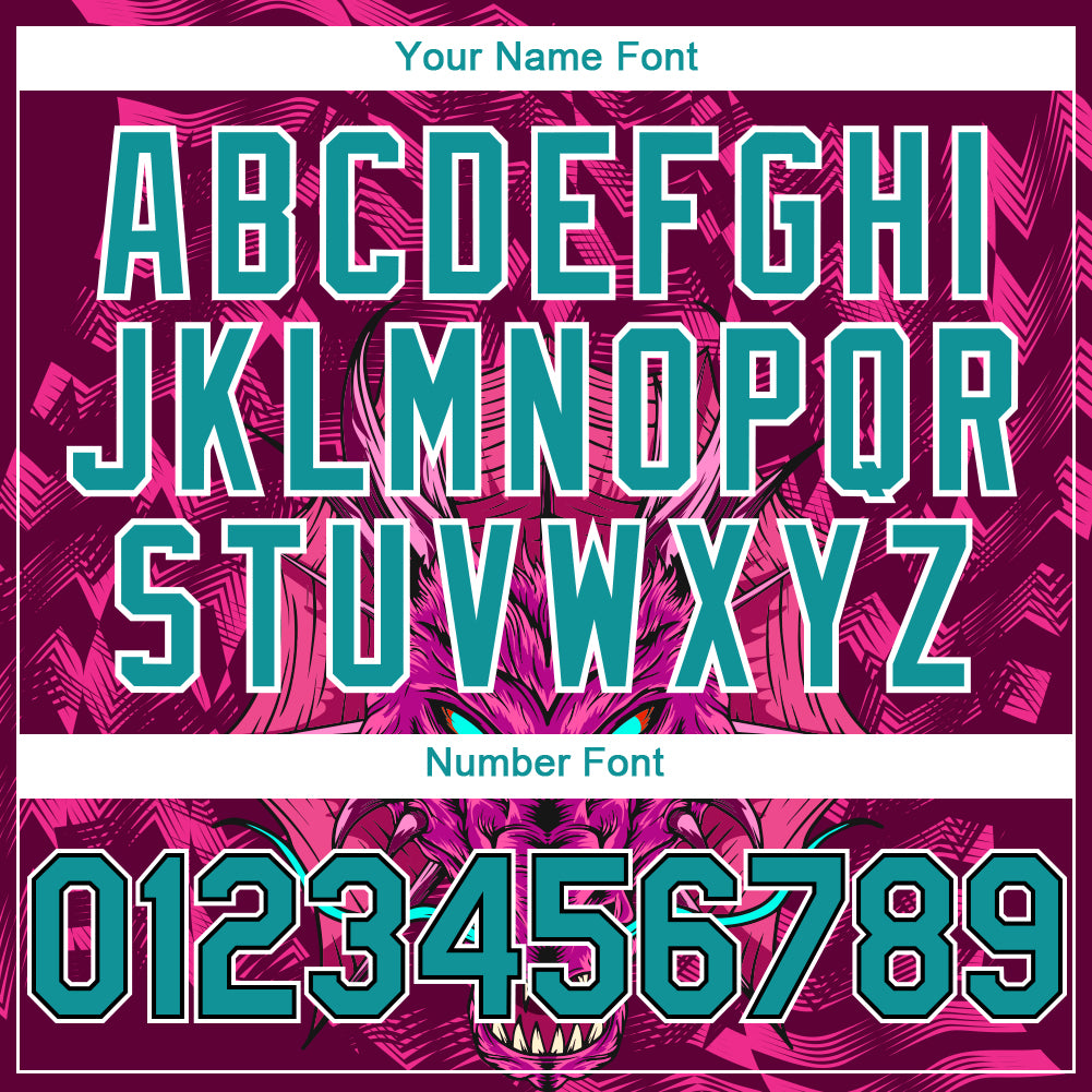 Custom Crimson Teal-Black 3D Pattern Design Animal Dragon Authentic Baseball Jersey - Sky-Custom