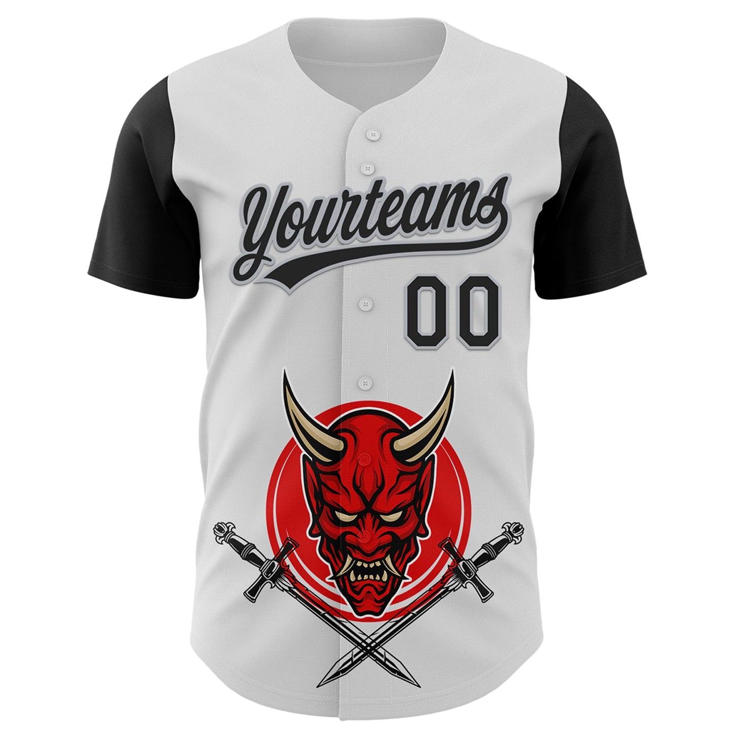 Custom White Black-Gray 3D Pattern Halloween Skull Authentic Baseball Jersey - Sky-Custom
