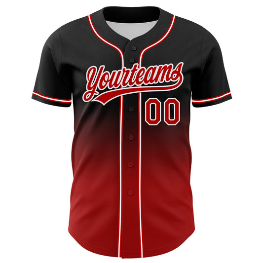 Custom Black Red-White 3D Pattern Halloween Skull Authentic Baseball Jersey - Sky-Custom