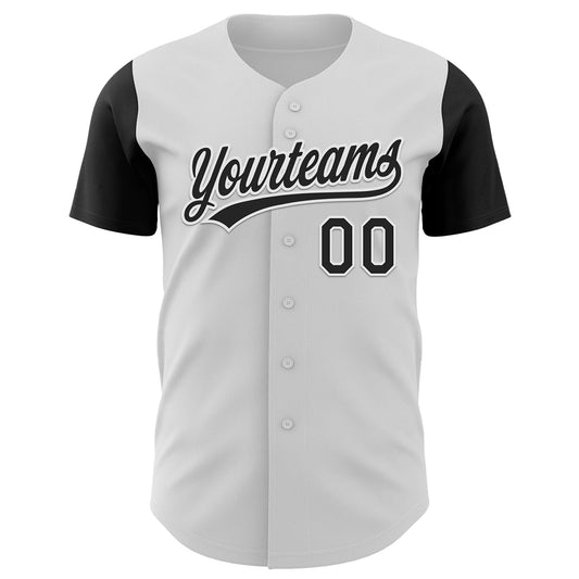 Custom White Black 3D Pattern Halloween Skull Authentic Baseball Jersey - Sky-Custom