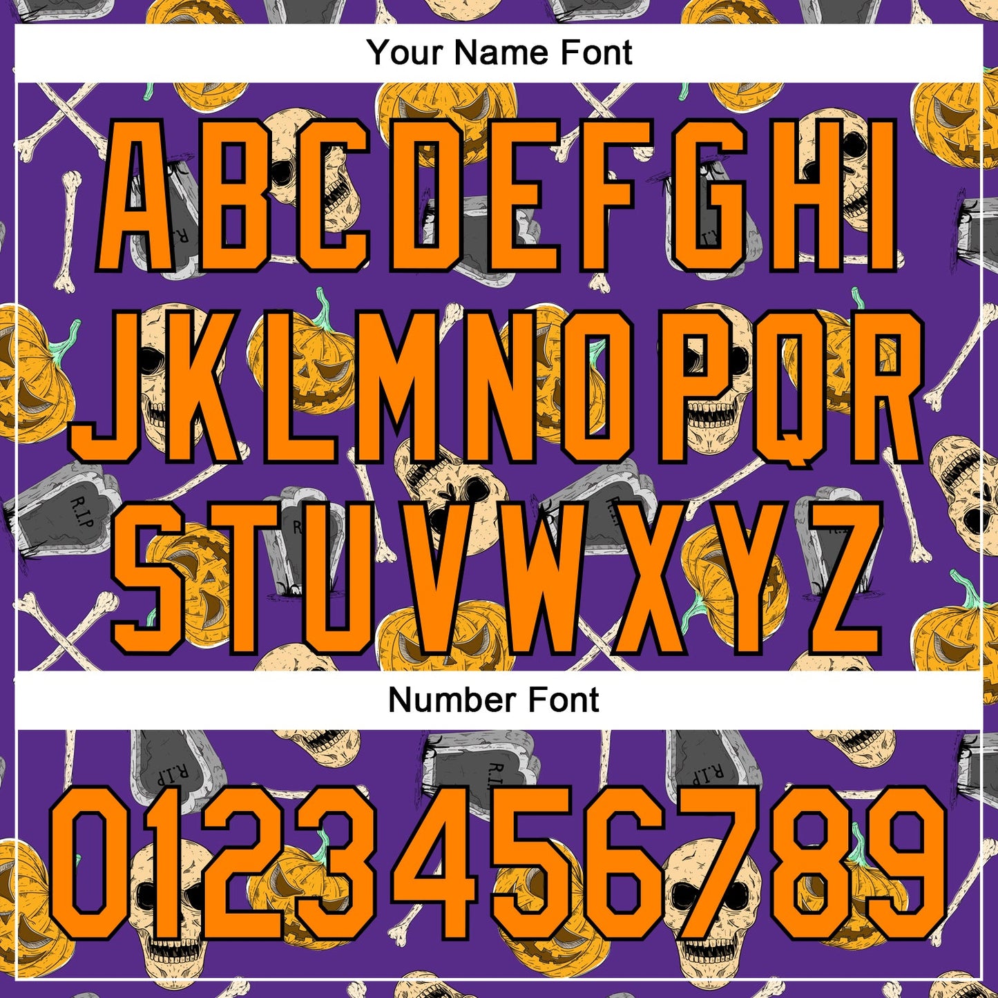 Custom Purple Bay Orange-Black 3D Pattern Halloween Skull Authentic Baseball Jersey - Sky-Custom