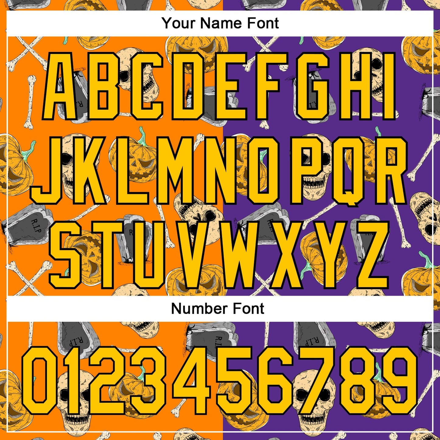 Custom Purple Yellow Bay Orange-Black 3D Pattern Halloween Skull Authentic Baseball Jersey - Sky-Custom