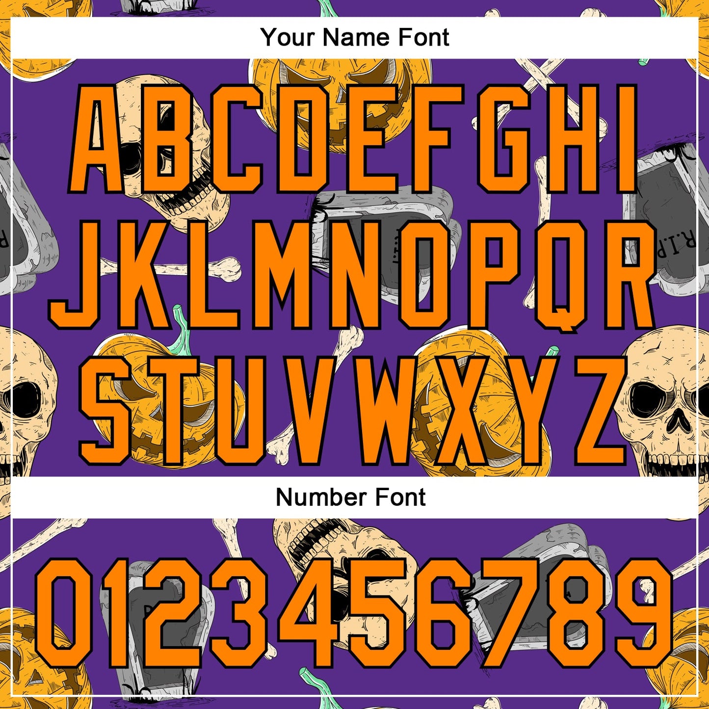 Custom Purple Bay Orange-Black 3D Pattern Halloween Skull Authentic Baseball Jersey - Sky-Custom