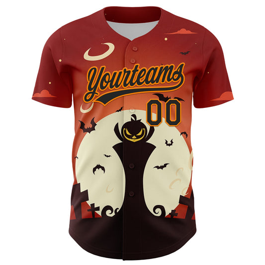 Custom Orange Black-Bay Orange 3D Pattern Halloween Authentic Baseball Jersey - Sky-Custom