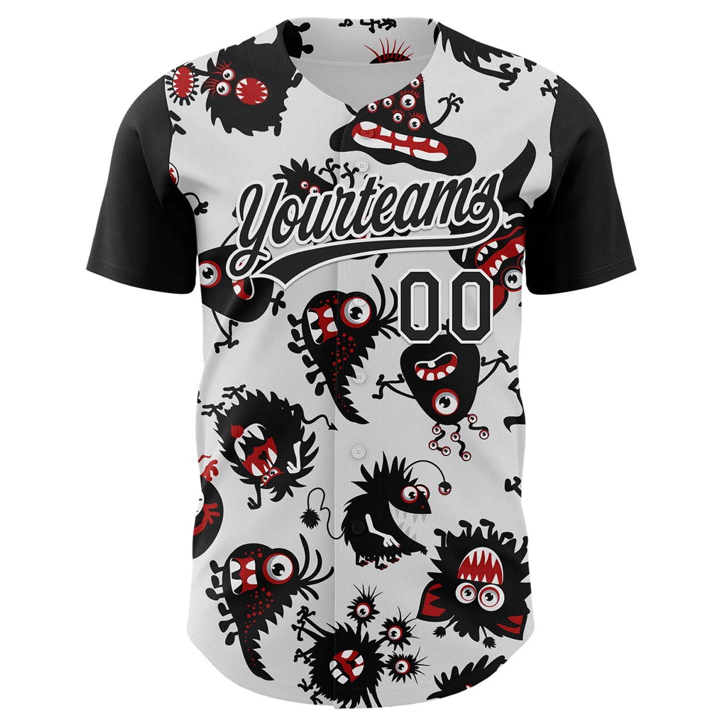 Custom White Black 3D Pattern Halloween Authentic Baseball Jersey - Sky-Custom