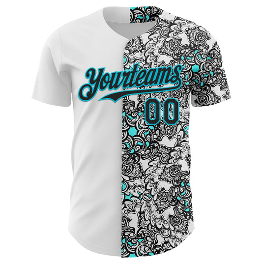 Custom White Black-Lakes Blue 3D Pattern Design Vintage Tattoos Authentic Baseball Jersey - Sky-Custom