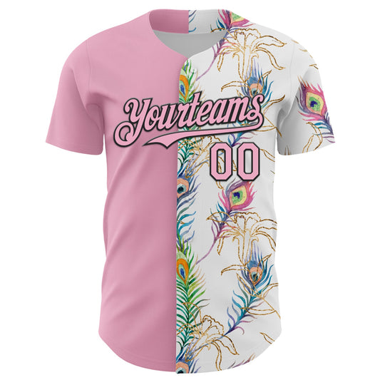 Custom White Light Pink-Black 3D Pattern Design Vintage Tattoos Authentic Baseball Jersey - Sky-Custom